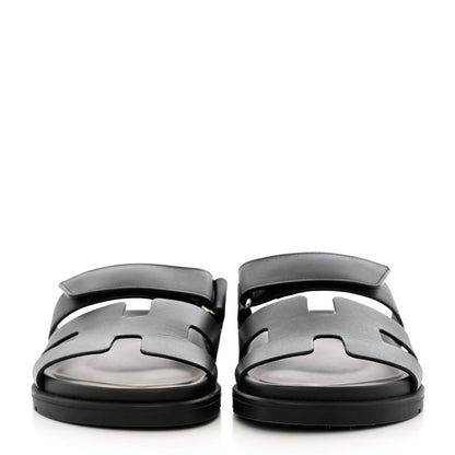 Hermes Calfskin Womens Chypre Sandals 35.5 Black 2 of 11