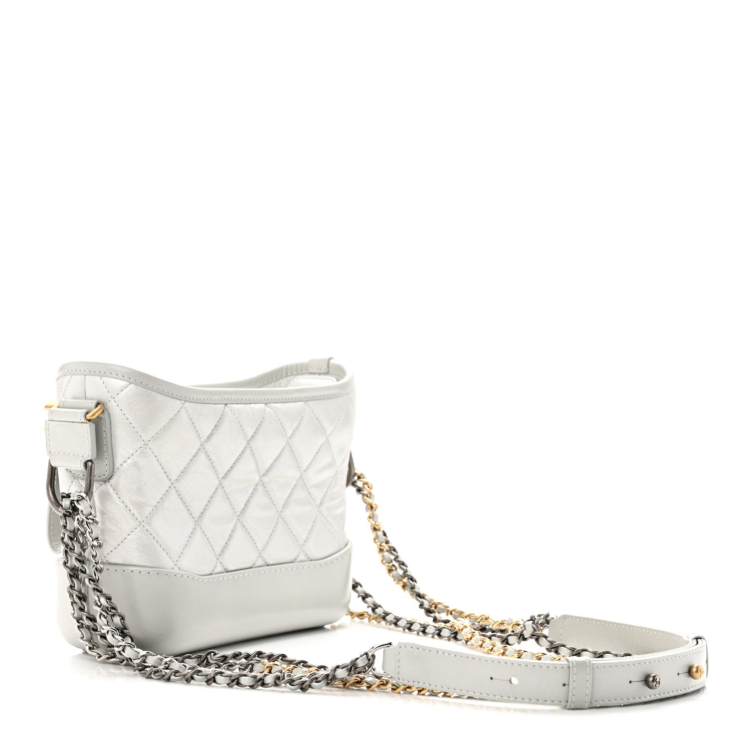 Chanel Metallic Aged Calfskin Quilted Small Gabrielle Hobo Silver 3 of 12