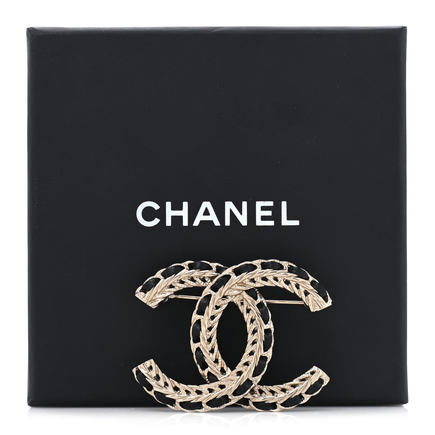 Chanel Lambskin Chain CC Brooch Black Gold 5 of 5