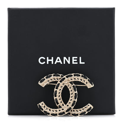 Chanel Lambskin Chain CC Brooch Black Gold 5 of 5