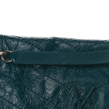 Saint Laurent Crinkled Calfskin Matelasse Monogram Medium Niki Chain Satchel Peacock Green 10 of 10