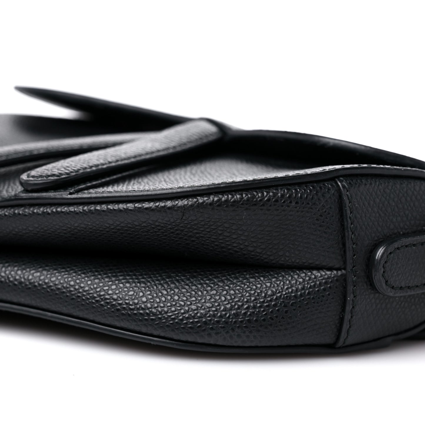 Grained Calfskin Mini Saddle Bag Black