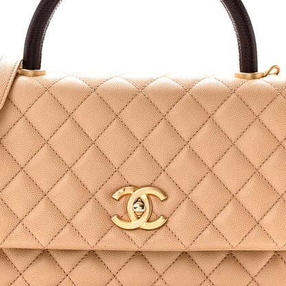 Chanel Caviar Lizard Quilted Small Coco Handle Flap Beige 8 of 10