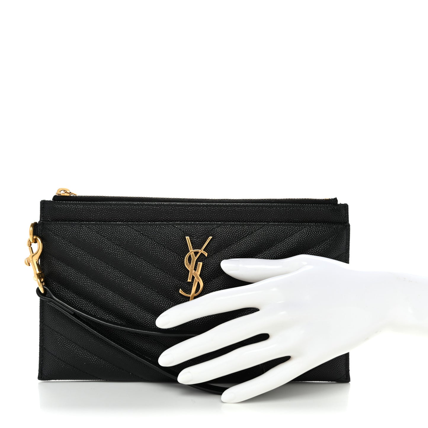 Grain De Poudre Chevron Monogram Large Bill Pouch Black