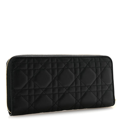 Christian Dior Lambskin Cannage Lady Dior Zip Wallet Black 3 of 8