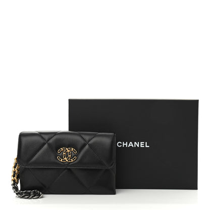 Chanel Lambskin Quilted Chanel 19 Flap Clutch Black 11 of 11