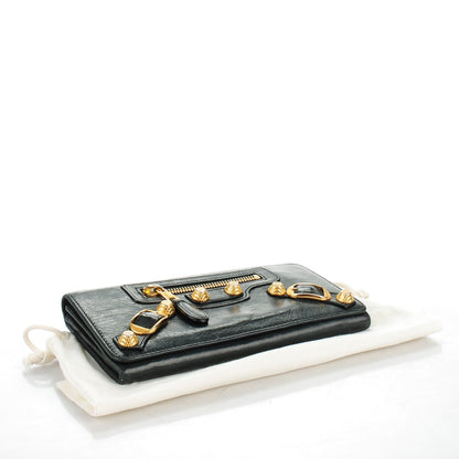 Balenciaga Agneau Giant 12 Gold Hardware Money Wallet Black 4 of 8
