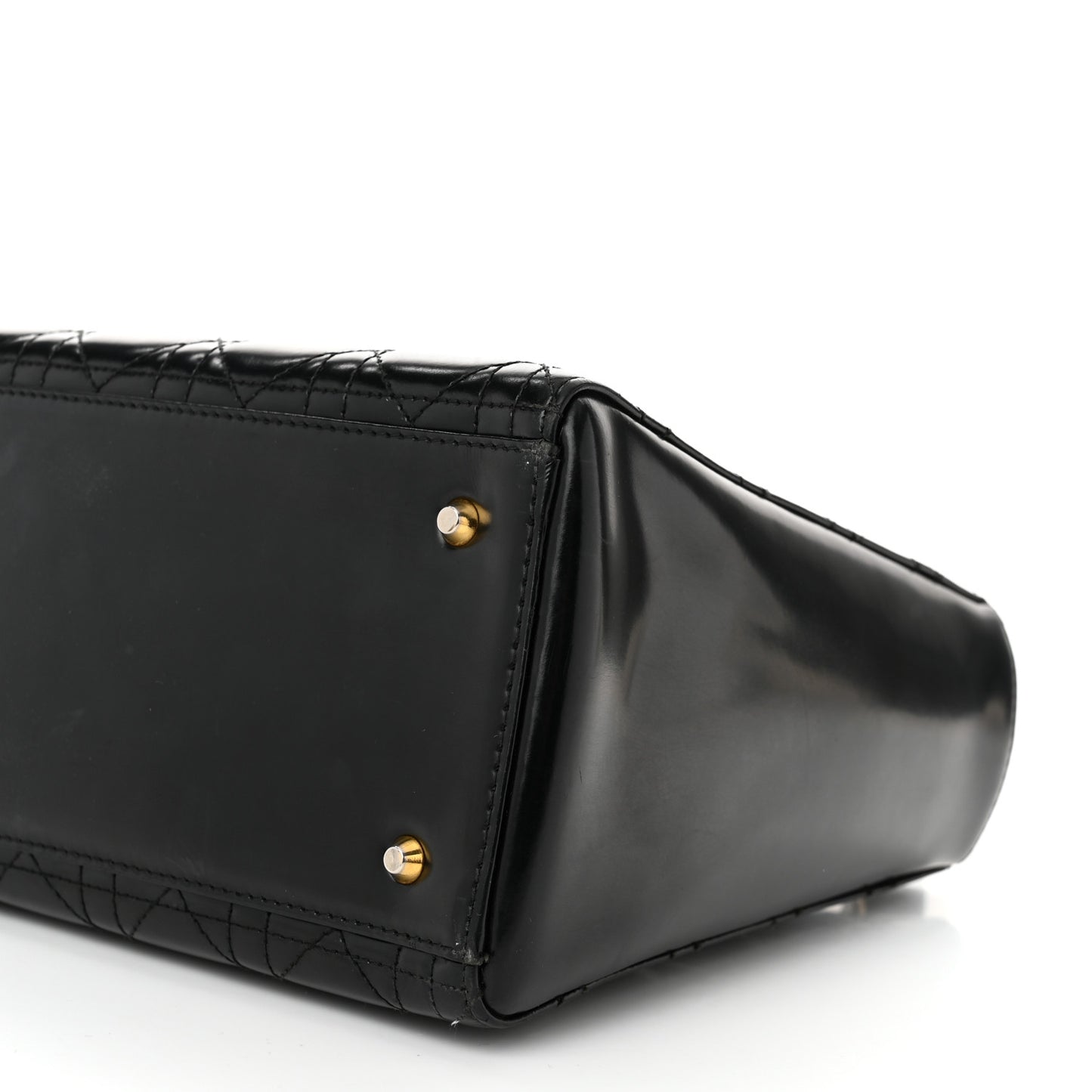 Glazed Calfskin Cannage Medium Lady Dior Black