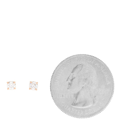 Tiffany 18K Rose Gold Diamond .22ctw Solitaire Earrings 2 of 4