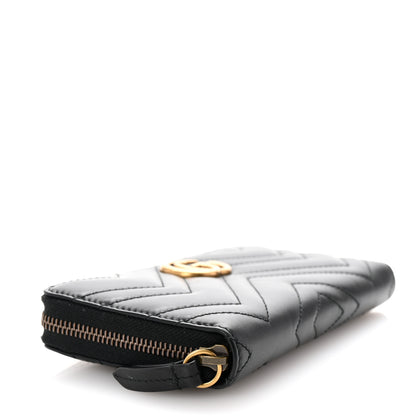 Gucci Calfskin Matelasse GG Marmont Zip Around Wallet Black 4 of 7