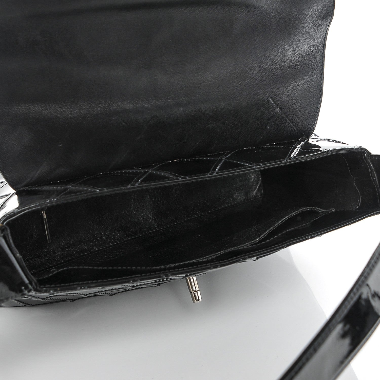 Chanel Patent Stitched Shoulder Flap Bag Black 5 of 12