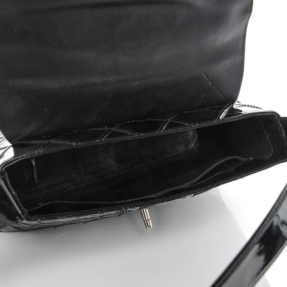 Chanel Patent Stitched Shoulder Flap Bag Black 5 of 12