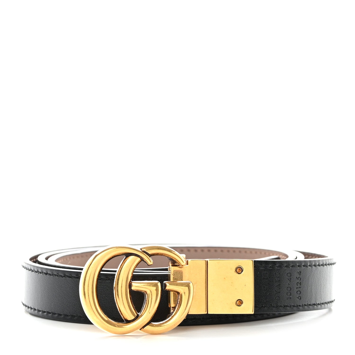 Gucci Plutone Calfskin Double G Reversible 20mm Belt 100 40 Porcelain Rose Black 1 of 6