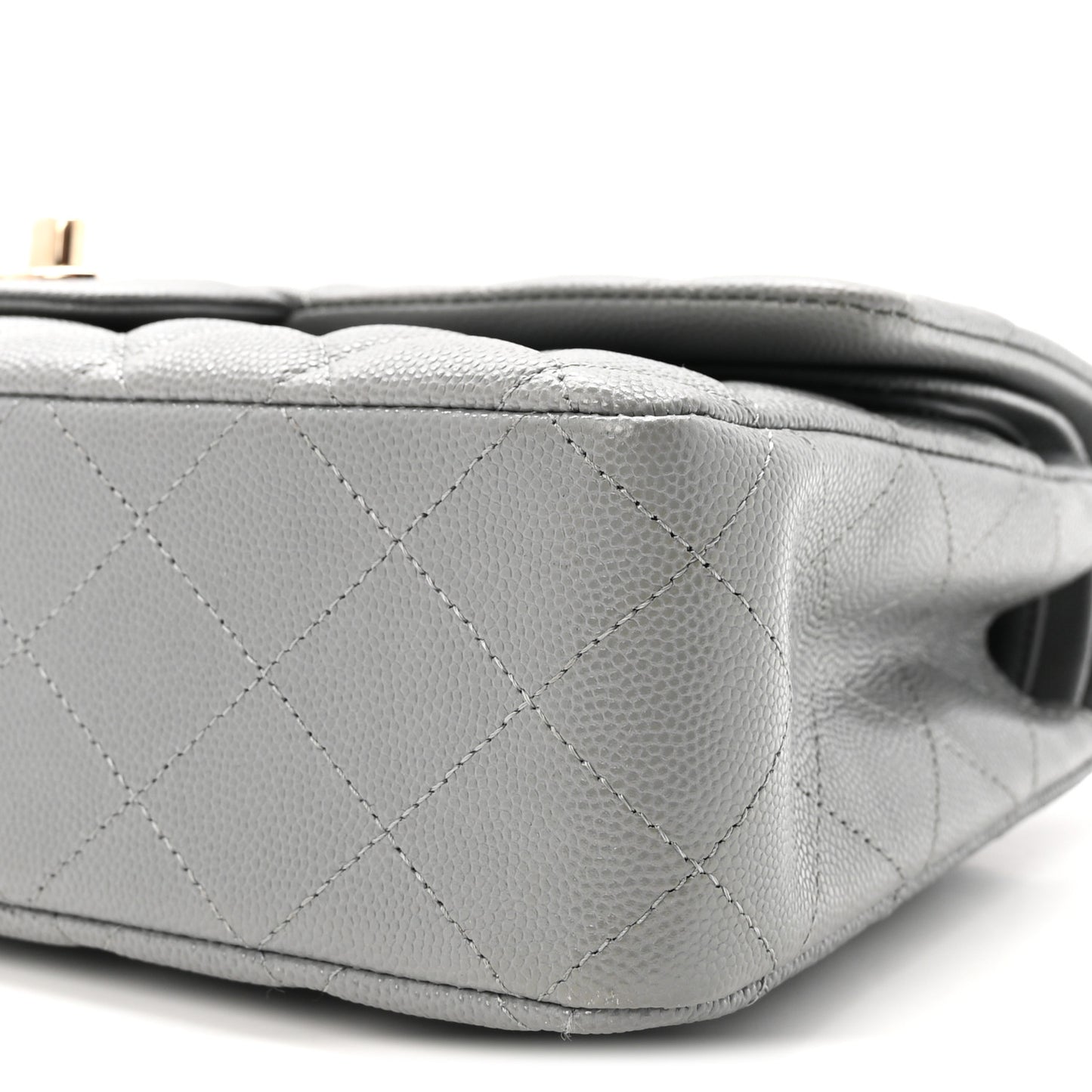 Caviar Quilted Medium Double Flap Grey
