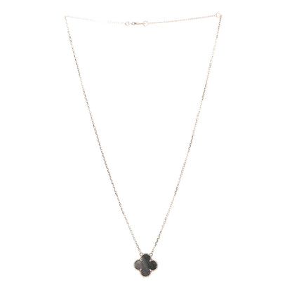 Van Cleef & Arpels 18K Rose Gold Gray Mother of Pearl Vintage Alhambra Pendant Necklace 3 of 6