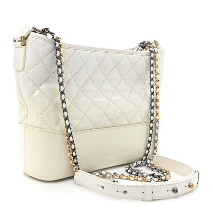 Chanel Patent Goatskin Quilted Medium Gabrielle Hobo White 3 of 11