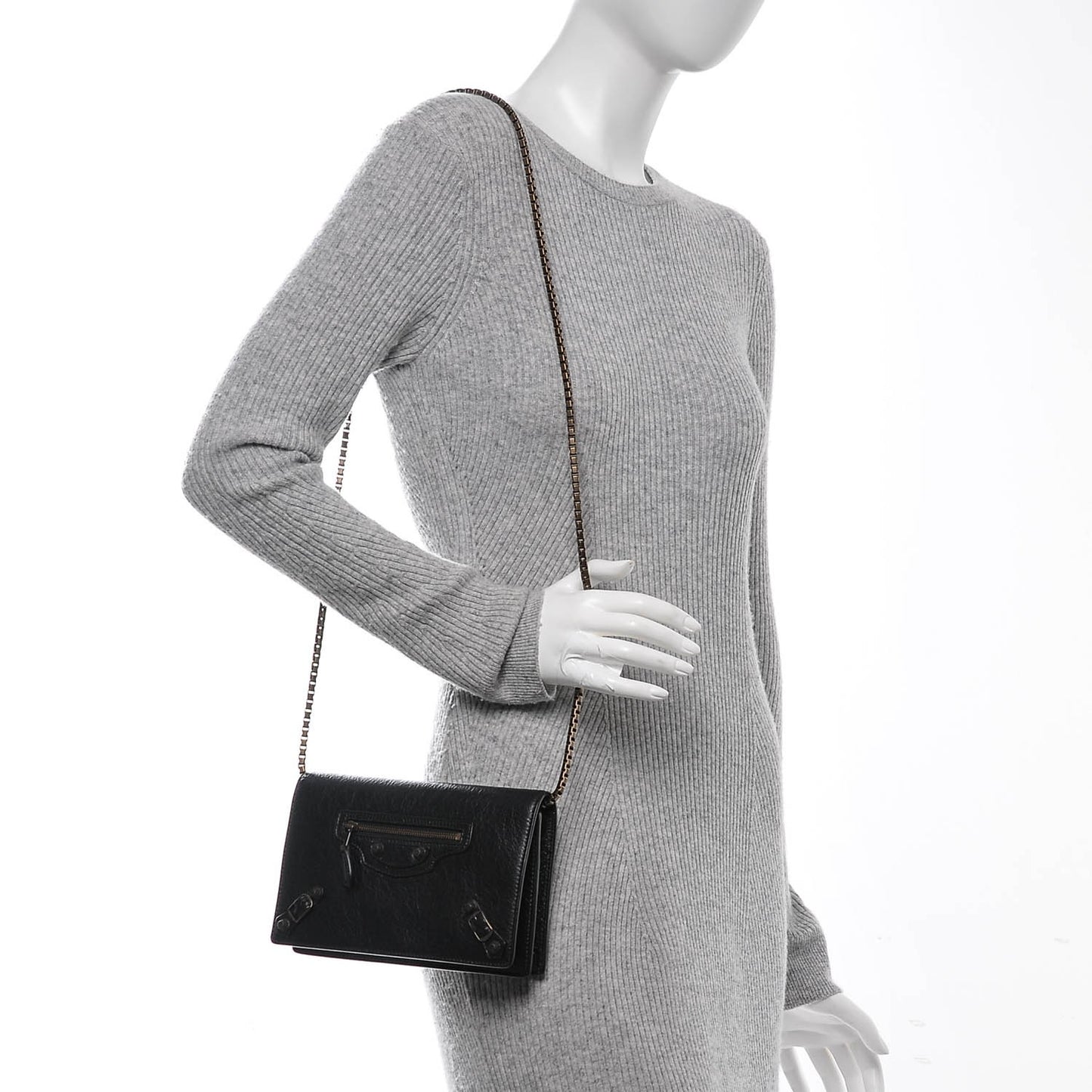 Agneau Giant Brass Wallet On Chain Black