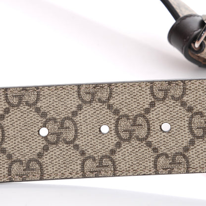 Gucci GG Supreme Monogram Selleria Calfskin Interlocking G 40mm Belt 90 36 Beige Ebony Cocoa 5 of 8
