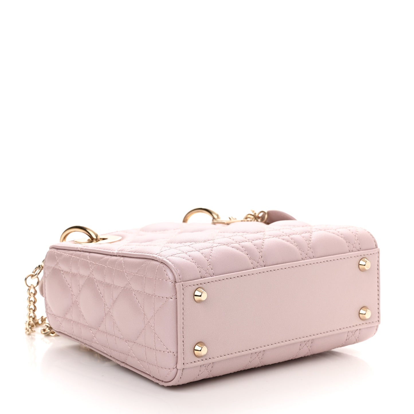 Lambskin Cannage Mini Lady Dior Rose Clair