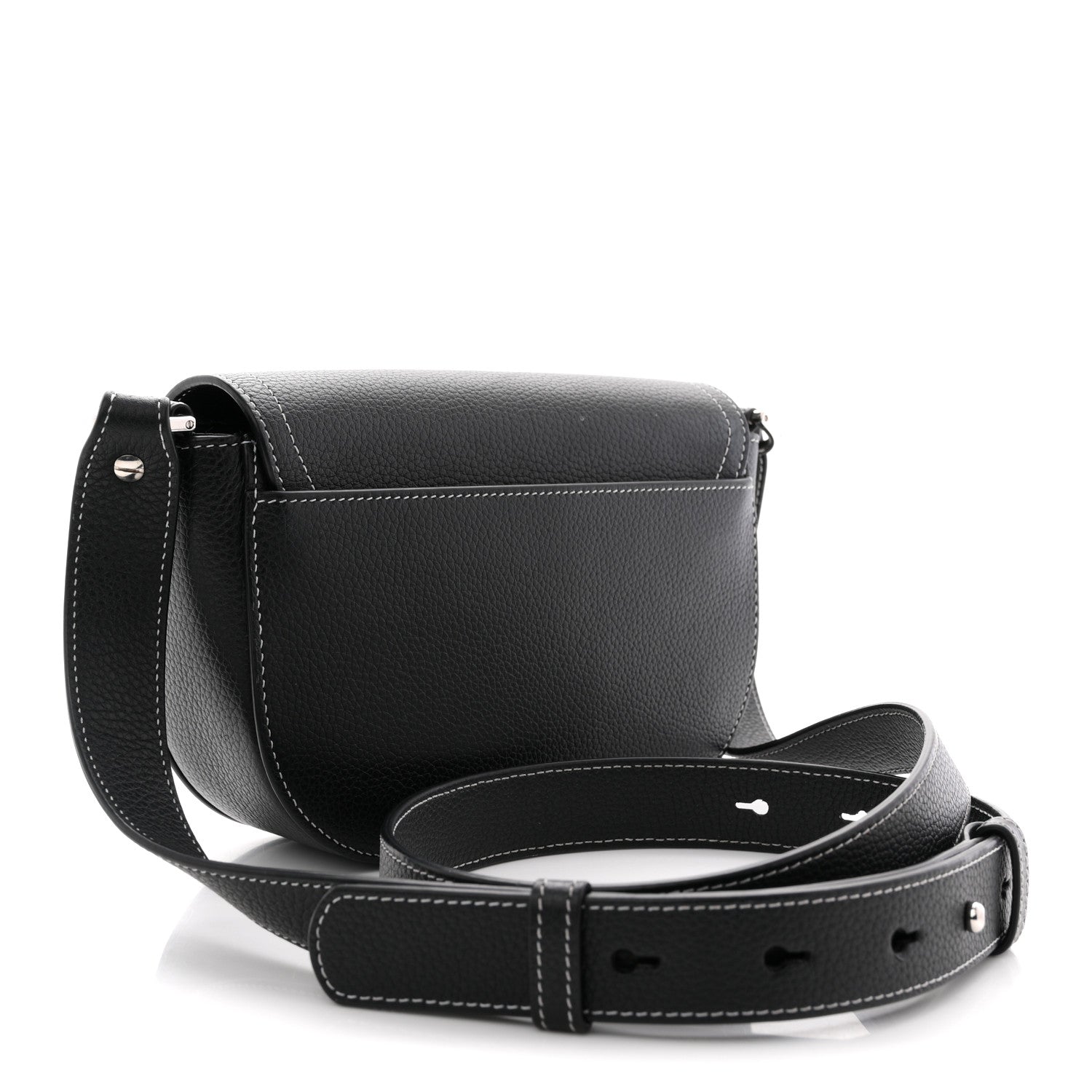 Christian Dior Grained Calfskin Saddle Messenger Bag With Strap Black 3 of 11