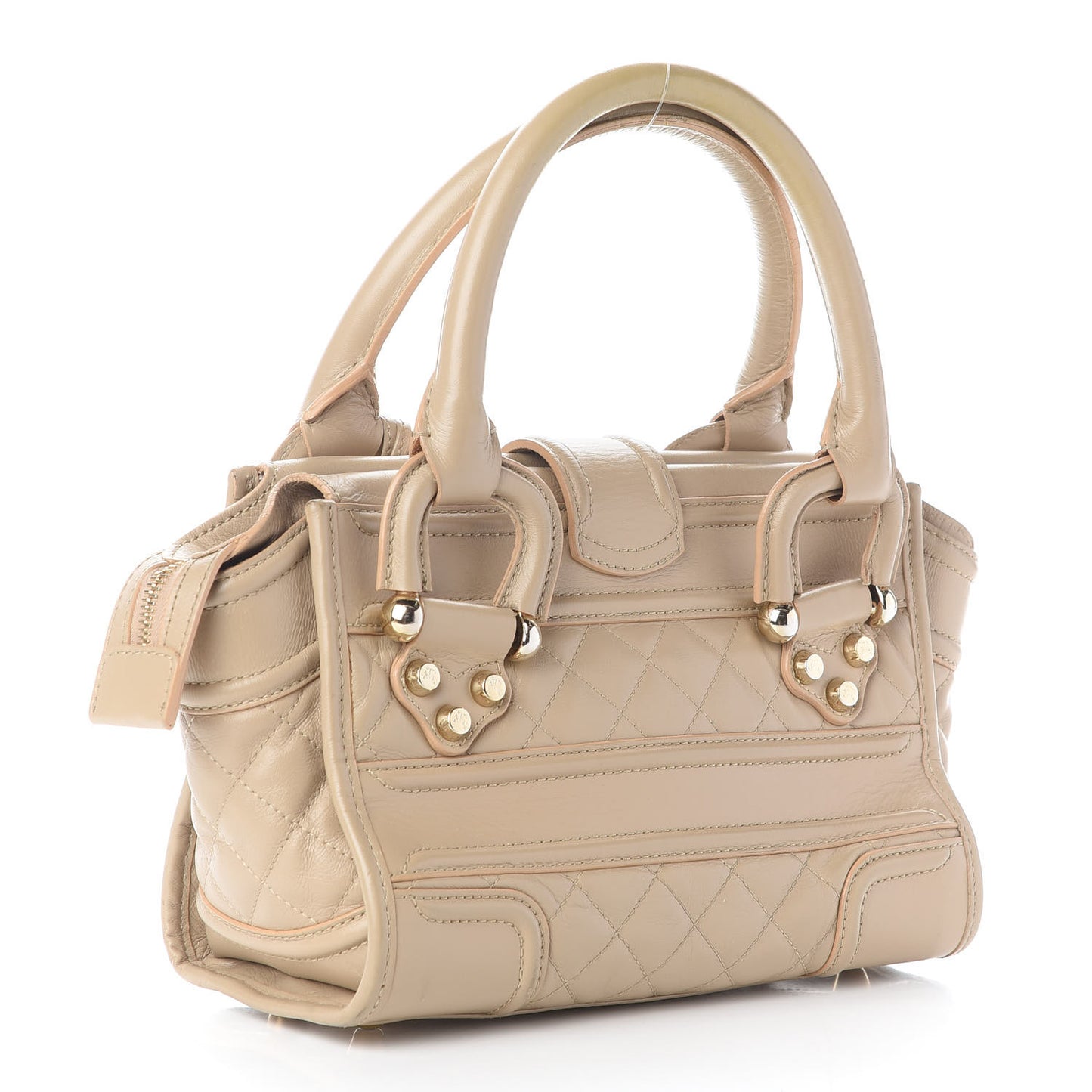 Quilted Calfskin Mini Manor Tote Beige