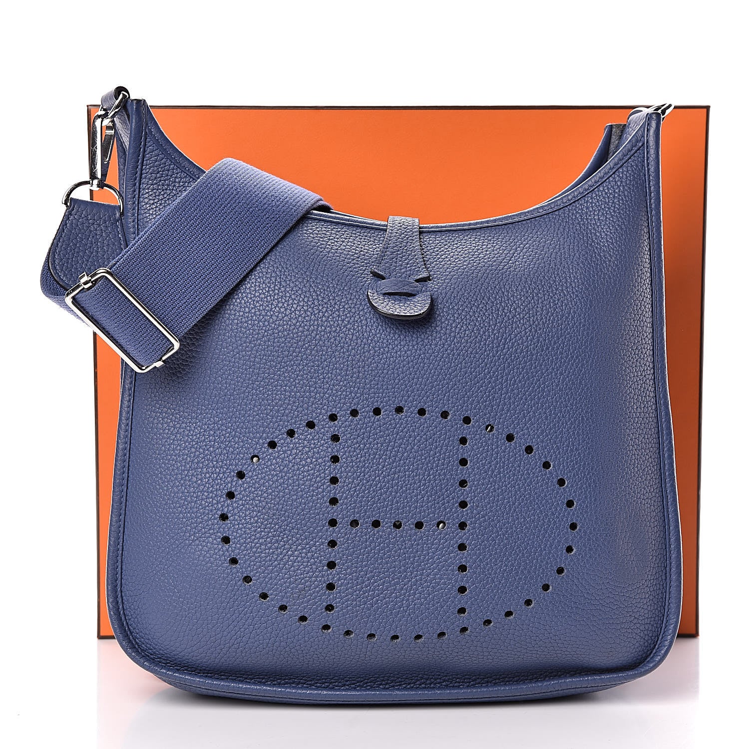 Hermes Taurillon Clemence Evelyne III PM Bleu Brighton 13 of 13