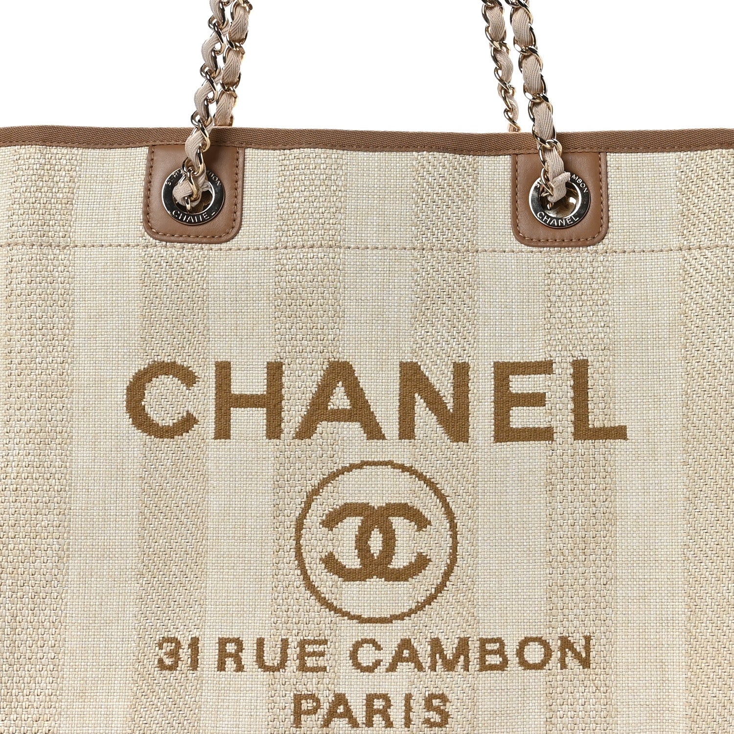 Chanel Mixed Fibers Calfskin Striped Small Deauville Tote Beige 8 of 10