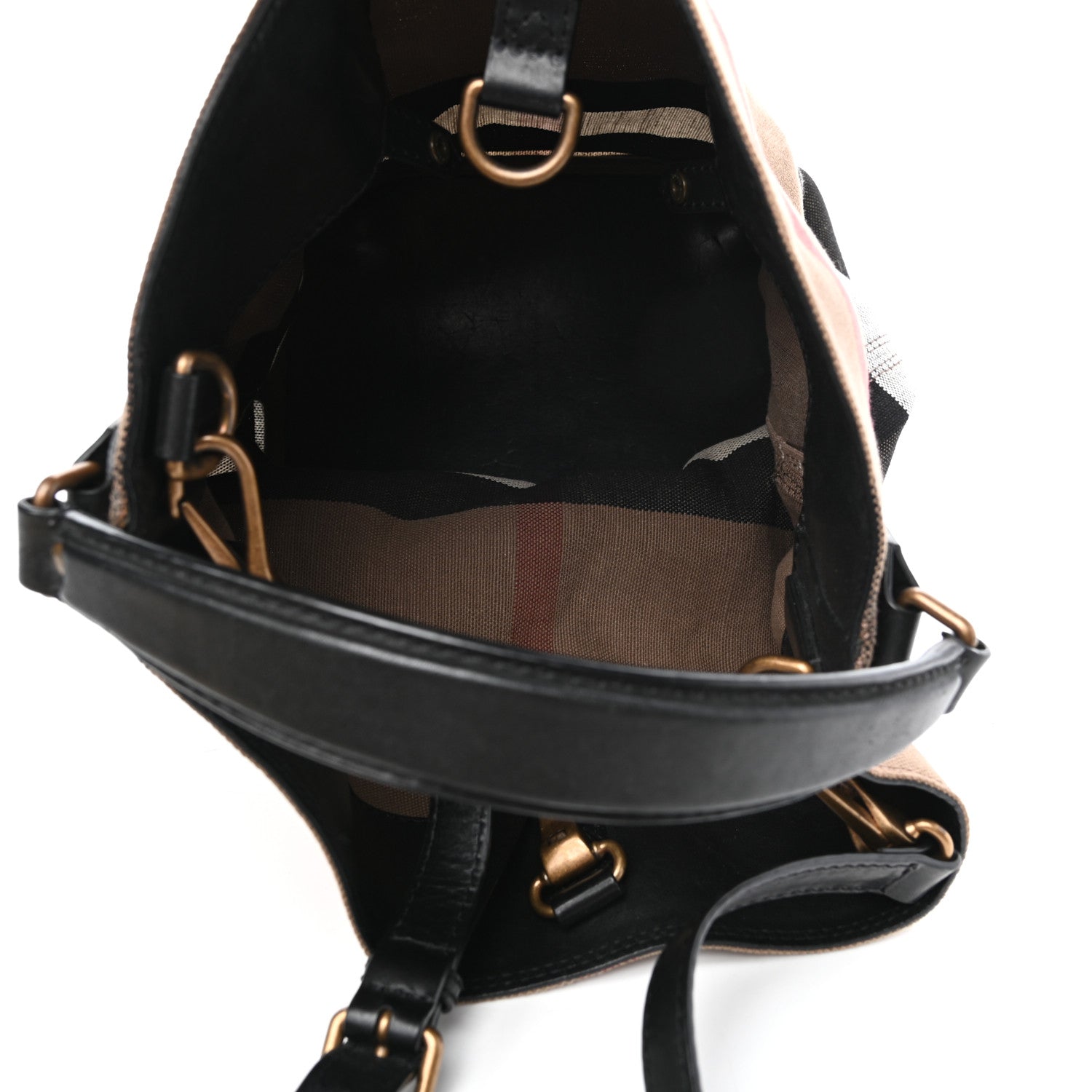 Burberry Canvas Mega Check Medium Ashby Hobo Black 5 of 9