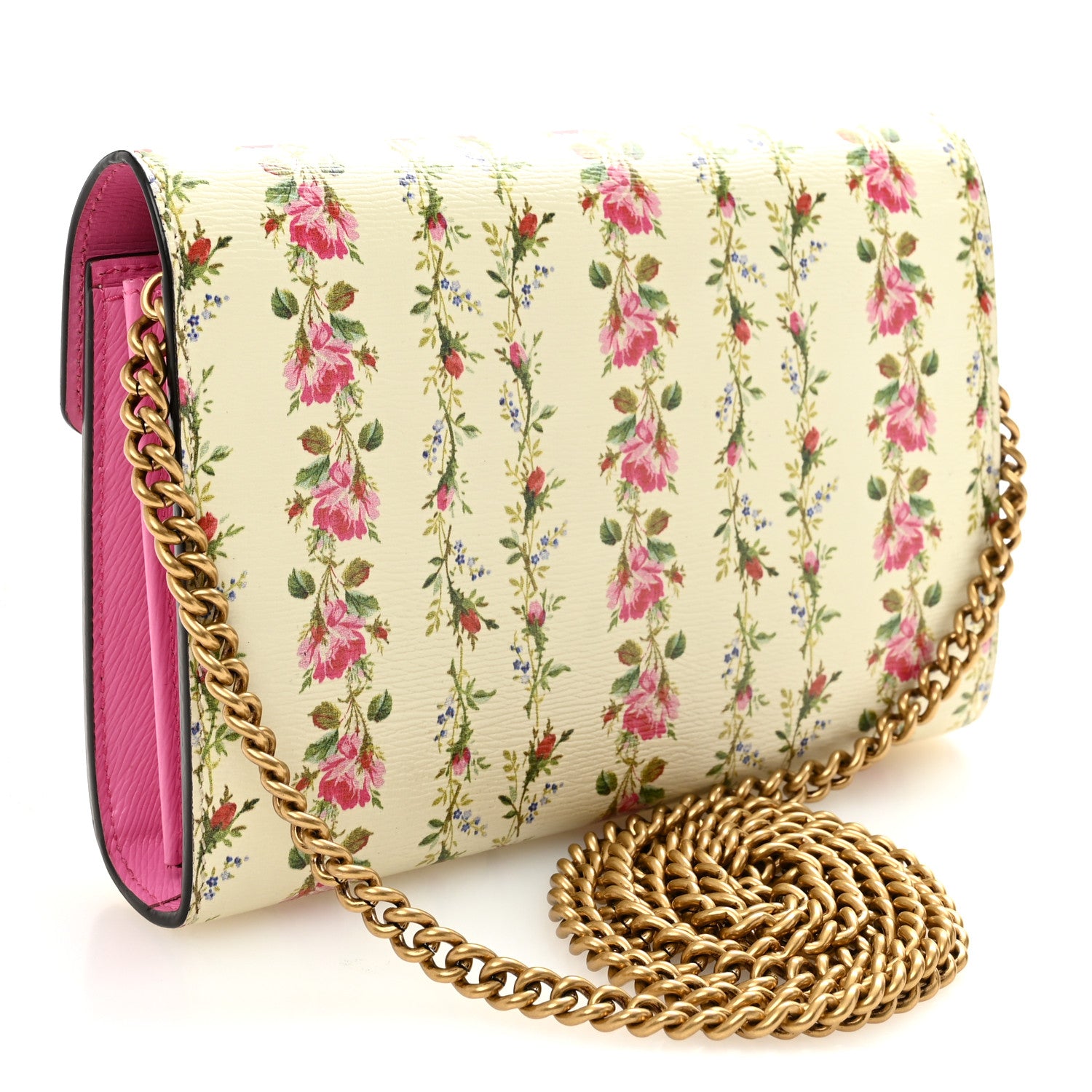 Gucci Calfskin Floral Print Mini Dionysus Chain Wallet Ivory Pink 3 of 10