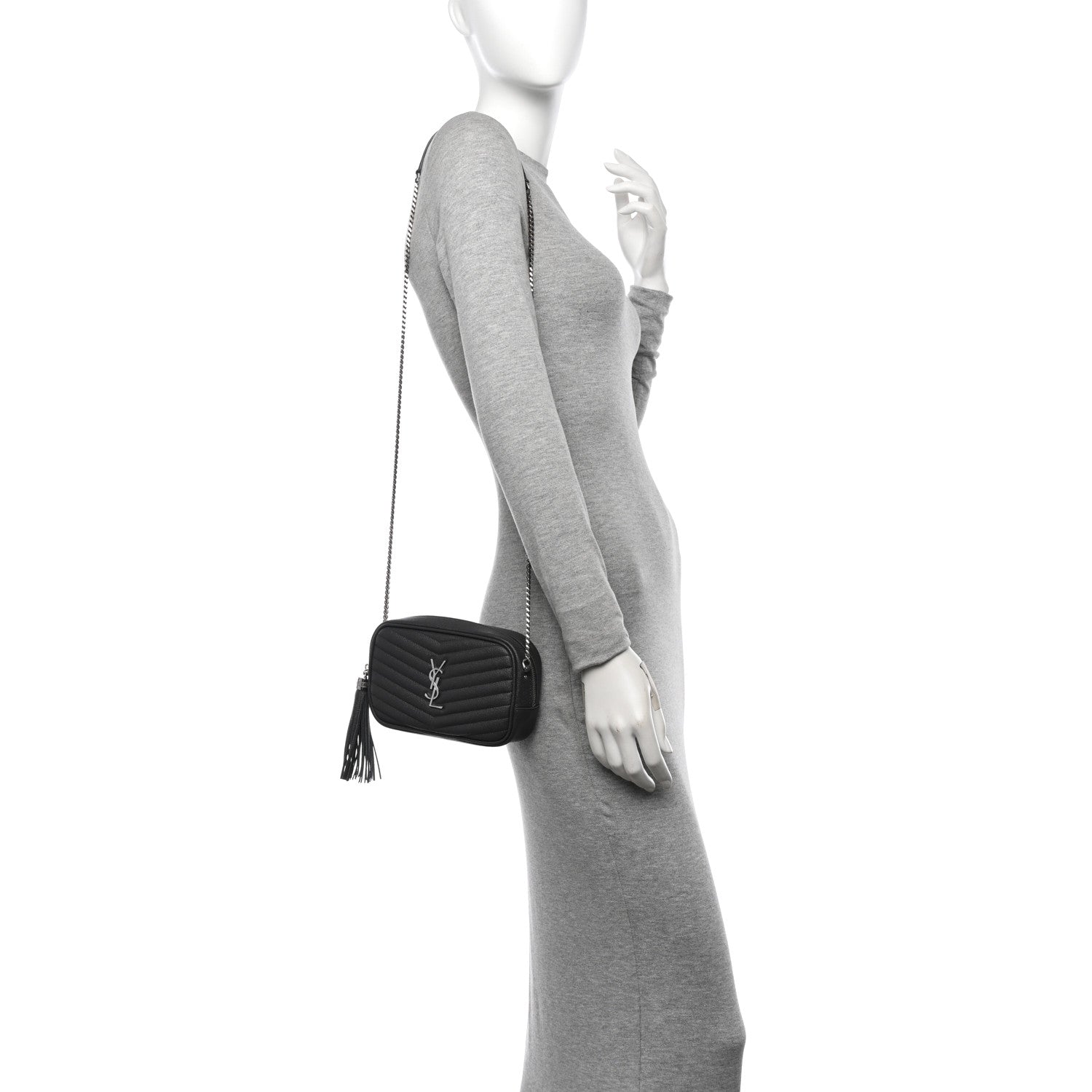 Saint Laurent Grain De Poudre Matelasse Monogram Mini Lou Camera Bag Asphalt 2 of 10
