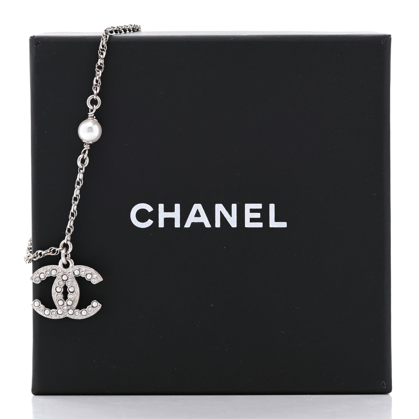 Pearl Crystal CC Bracelet Silver