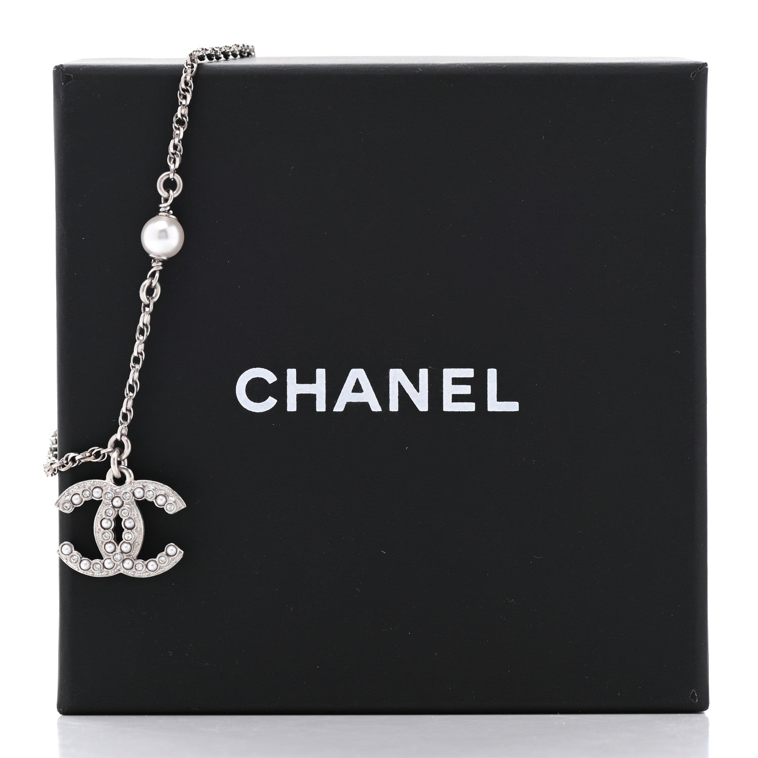 Chanel Pearl Crystal CC Bracelet Silver 5 of 5
