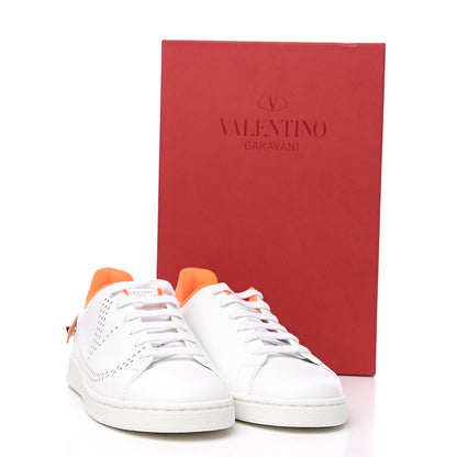 Valentino Garavani Calfskin Womens Backnet Sneakers 37 White Orange Fluo 10 of 10