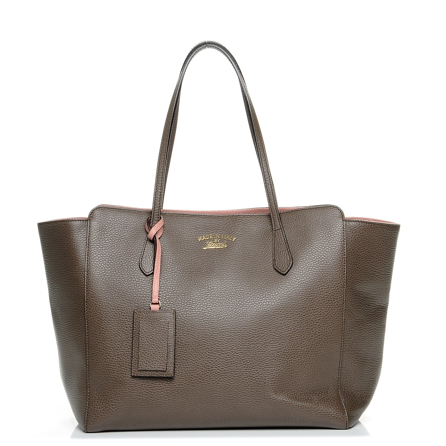 Gucci Dollar Calfskin Medium Swing Tote Grey Field Soft Pink 1 of 7
