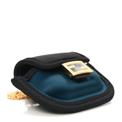 Fendi Silk Satin Pico Baguette Charm Blue Velvet Black 4 of 8
