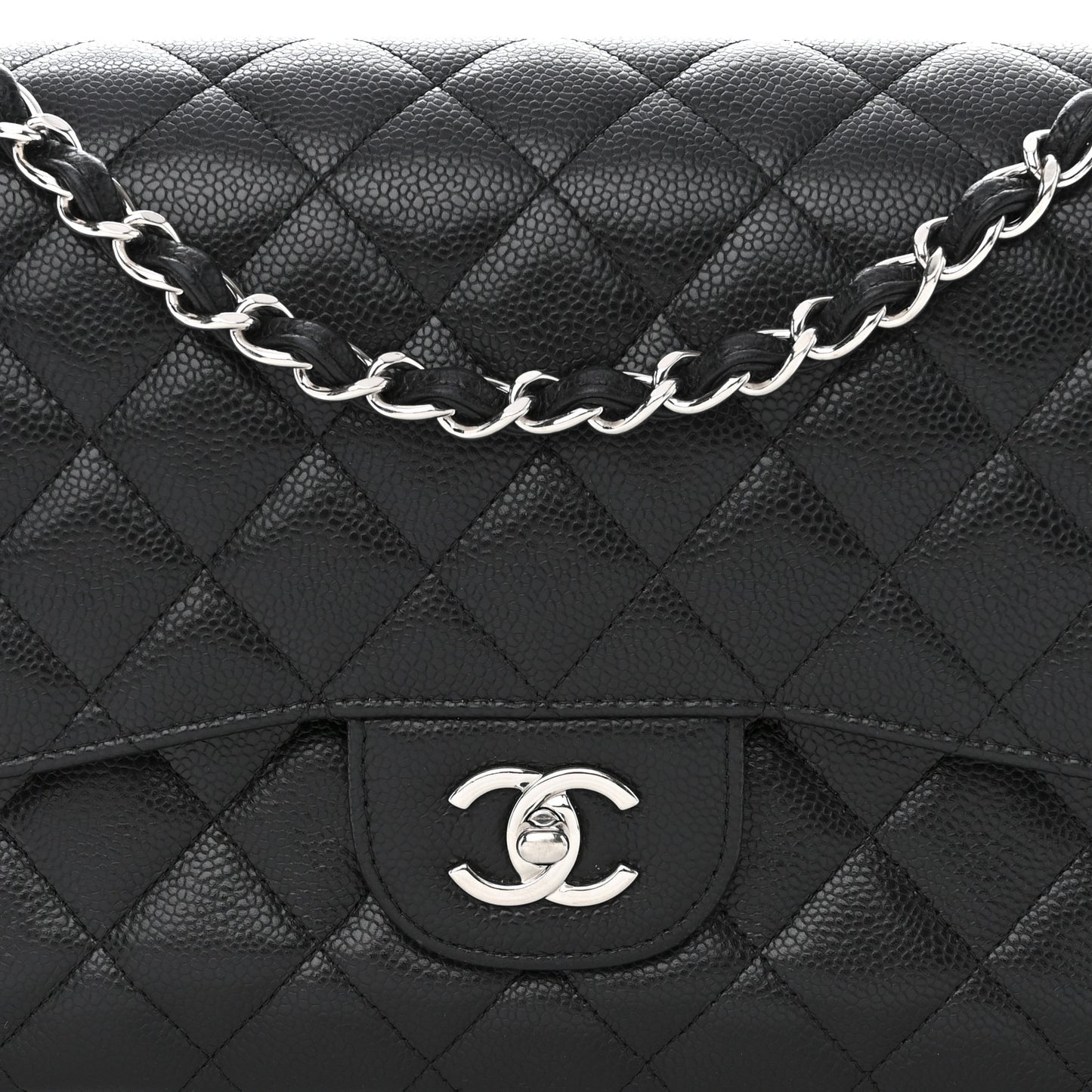 Caviar Quilted Jumbo Double Flap Black