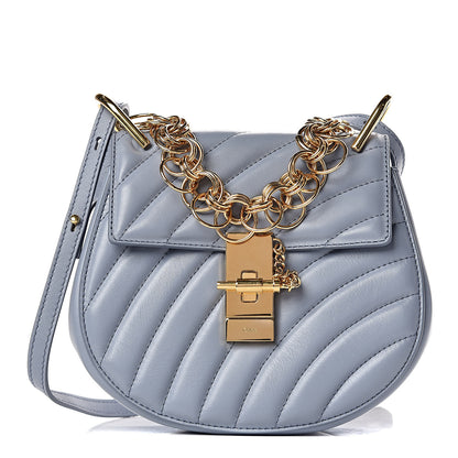 Chloe Calfskin Quilted Mini Drew Bijou Shoulder Bag Washed Blue 1 of 10