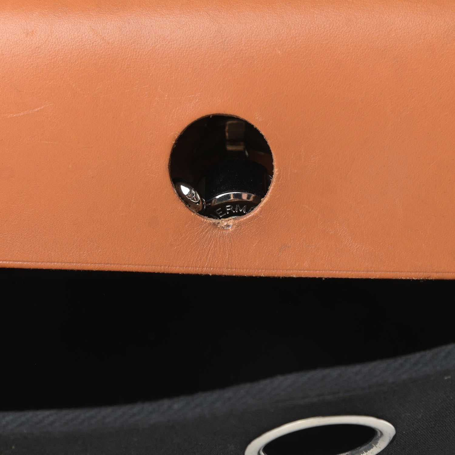 Hermes Toile Vache Calfskin Herbag 30 PM Black Natural 21 of 21