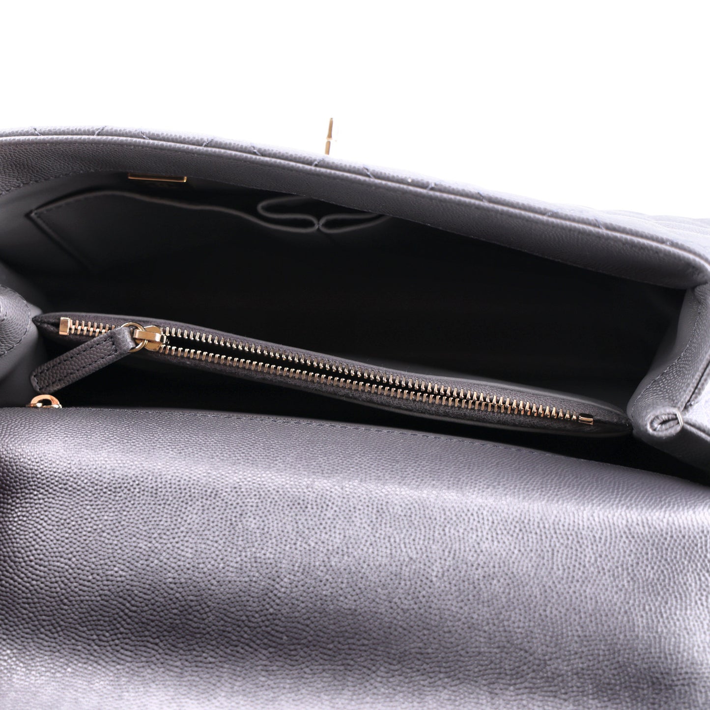 Caviar Quilted Small Coco Handle Flap Dark Grey