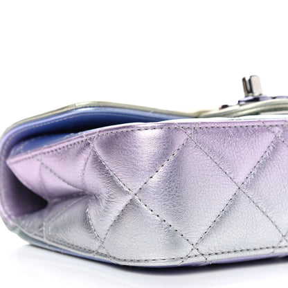 Chanel Gradient Metallic Calfskin Quilted Clutch Silver Blue Yellow Purple 8 of 9