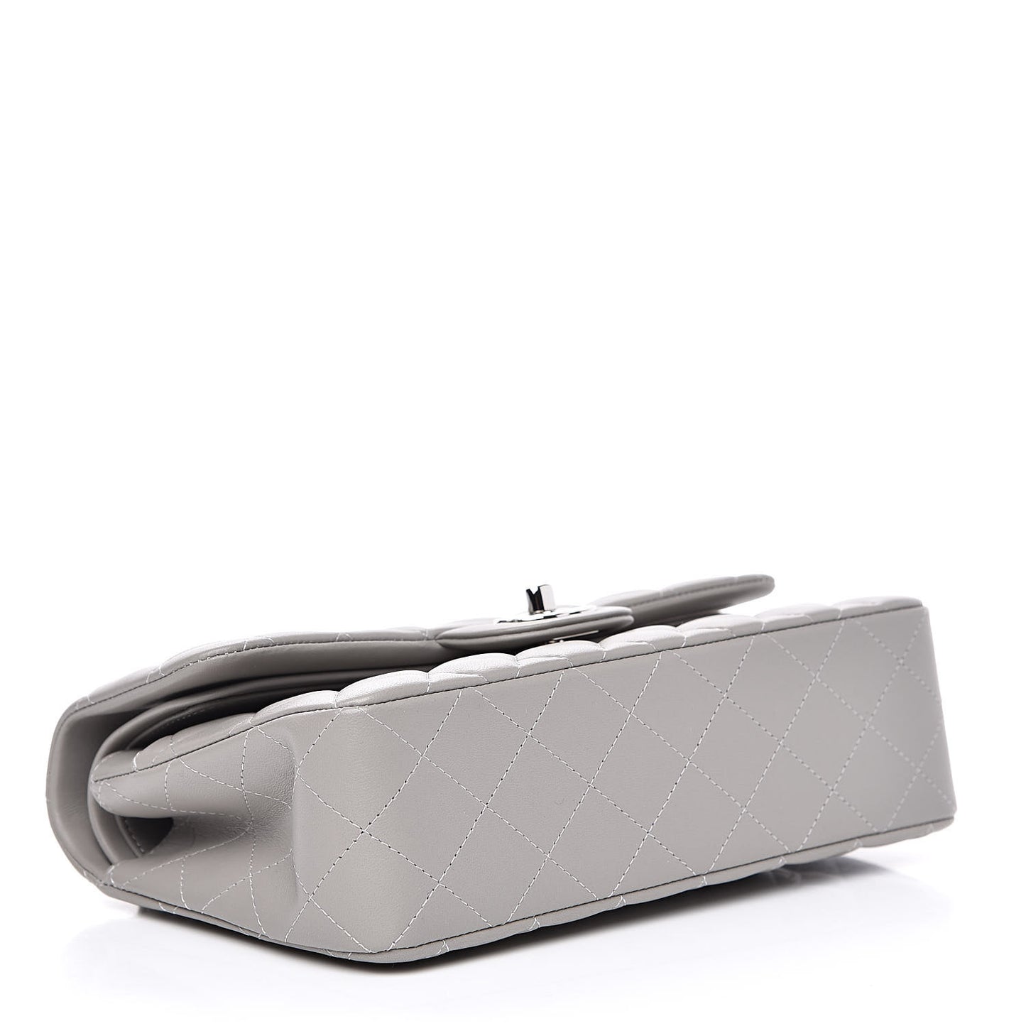 Lambskin Quilted Small Double Flap Grey