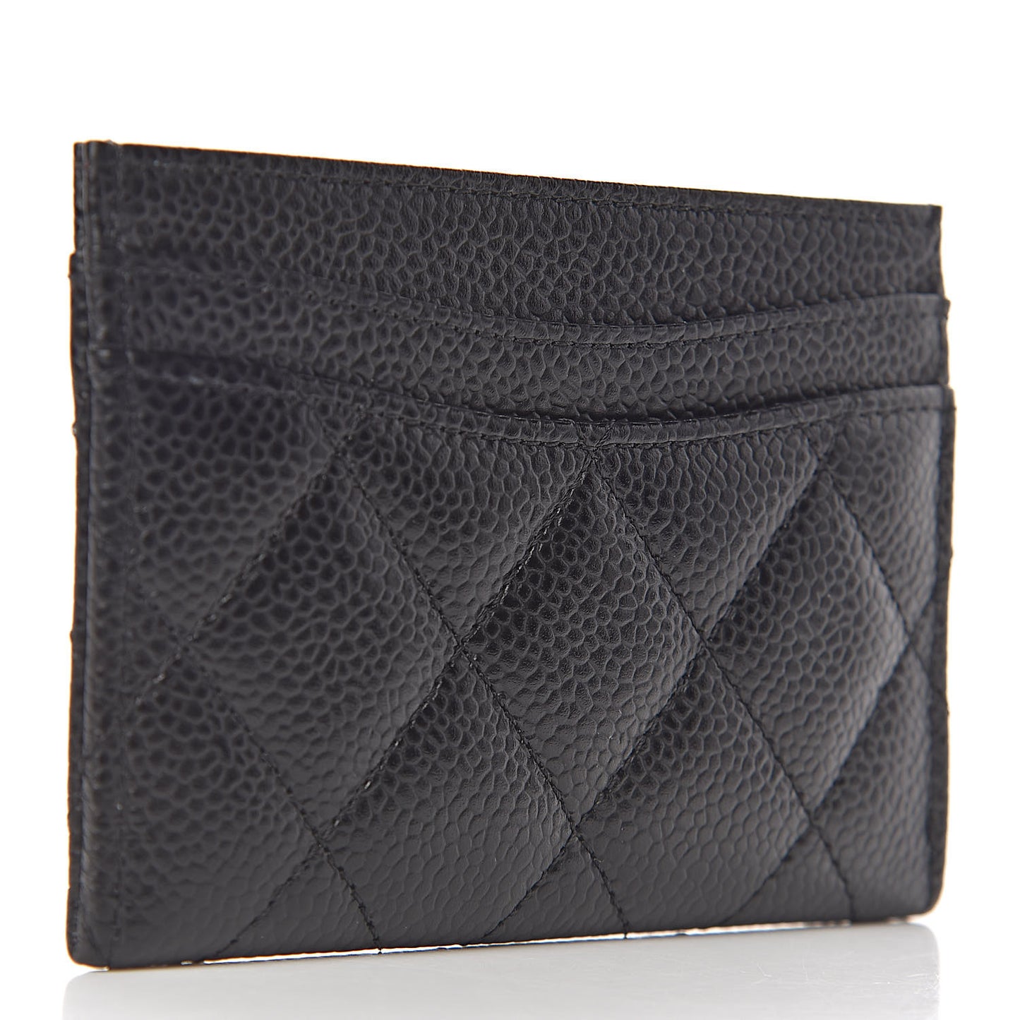 Caviar Quilted Card Holder Black