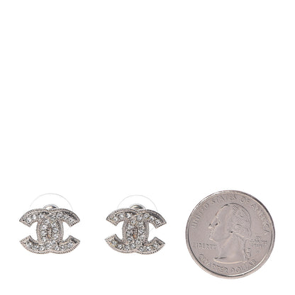 Chanel Crystal Timeless CC Earrings Silver 2 of 5