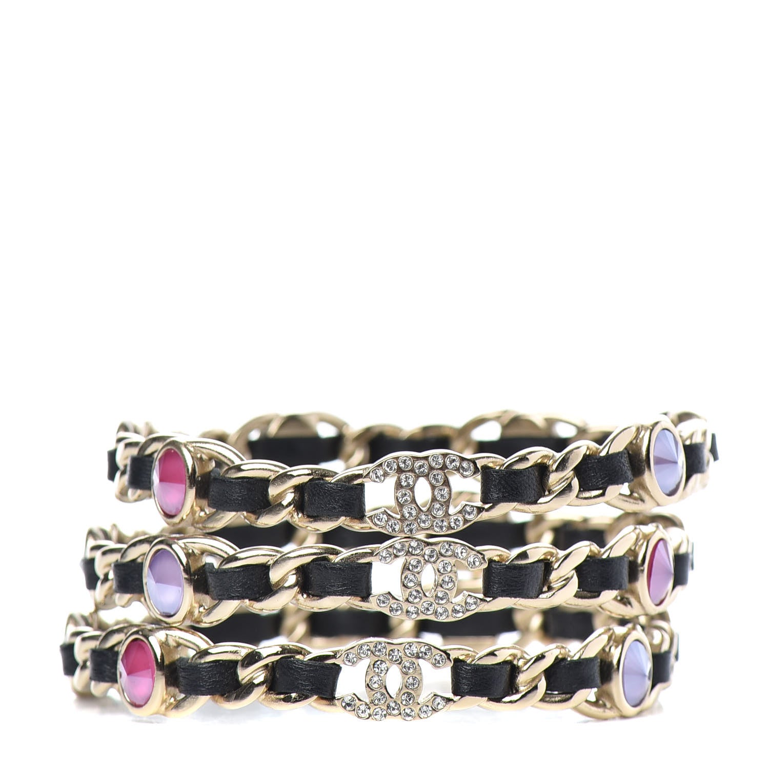 Chanel Lambskin Chain CC Bangle Bracelets Set of 3 Multicolor 1 of 5