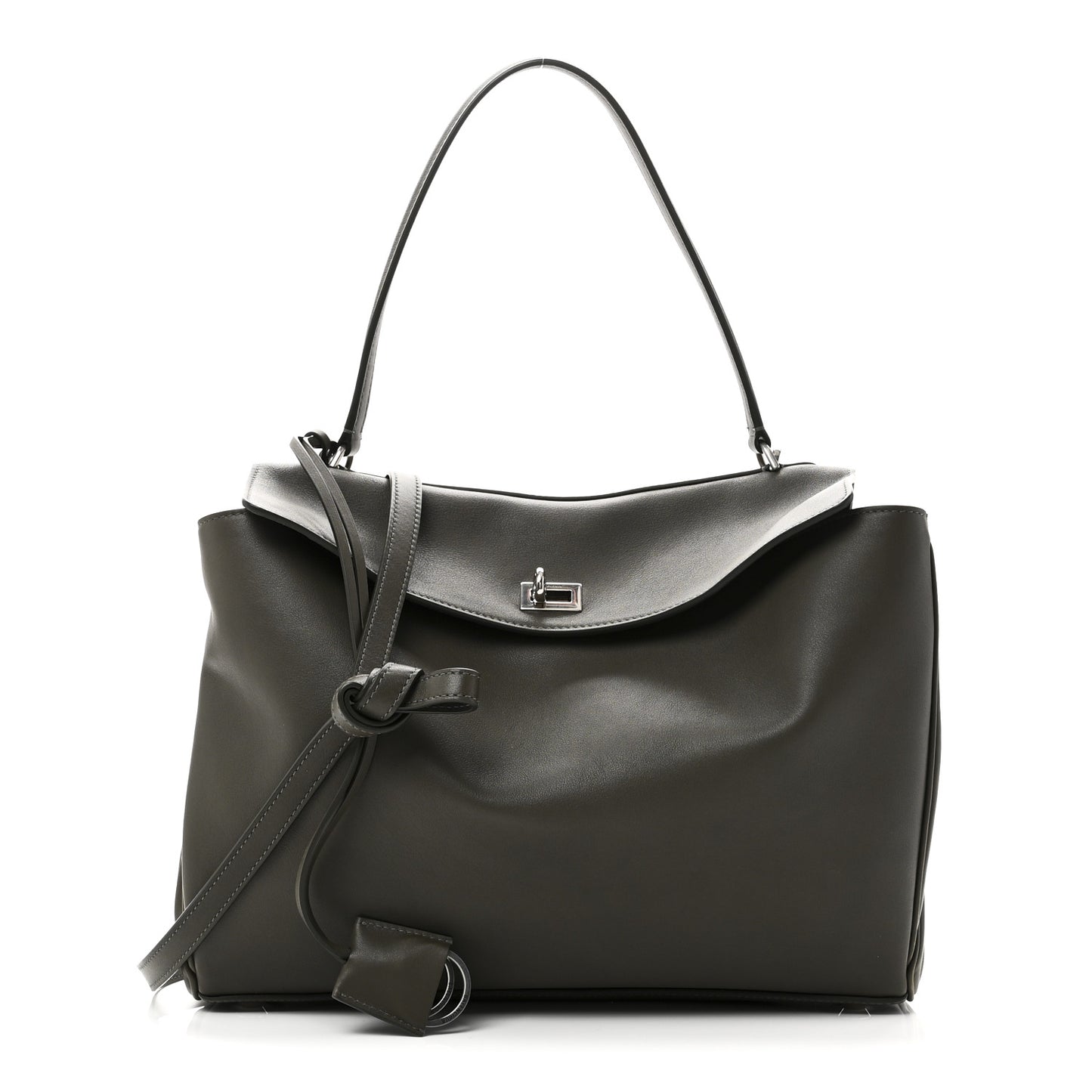 Natural Smooth Calfskin Medium Rodeo Top Handle Handbag Grey
