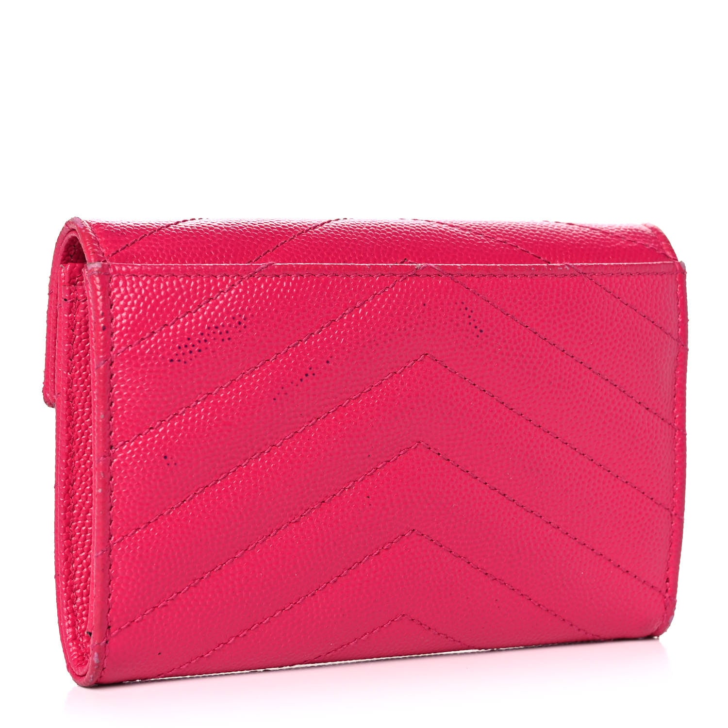 Saint Laurent Grain De Poudre Matelasse Chevron Small Monogram Envelope Wallet Bubblegum 3 of 12