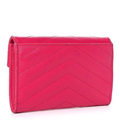 Saint Laurent Grain De Poudre Matelasse Chevron Small Monogram Envelope Wallet Bubblegum 3 of 12