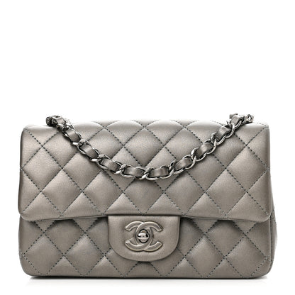 Chanel Metallic Lambskin Quilted Mini Rectangular Flap Ruthenium 1 of 9