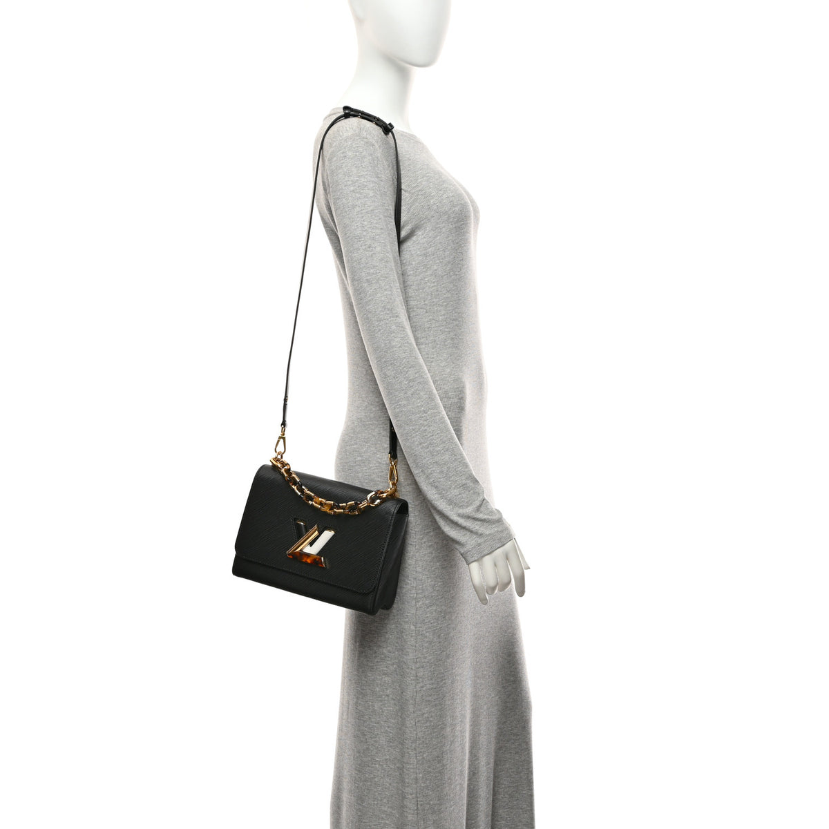 Louis Vuitton Epi Tortoiseshell Twist Shoulder Bag MM Black 2 of 9