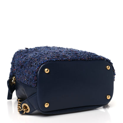 Chanel Tweed Calfskin Stitched Frame Backpack Navy 4 of 10